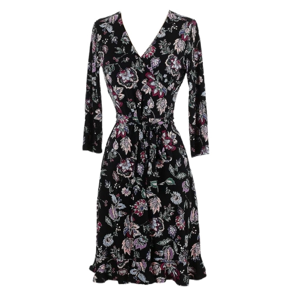 Leota Floral Black Wrap Dress